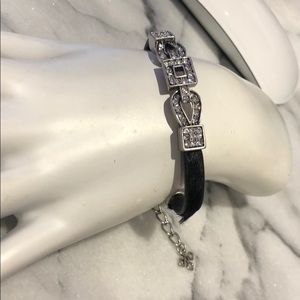 Hair Calf Leather Horse-Bit Crystal Pavé Bracelet